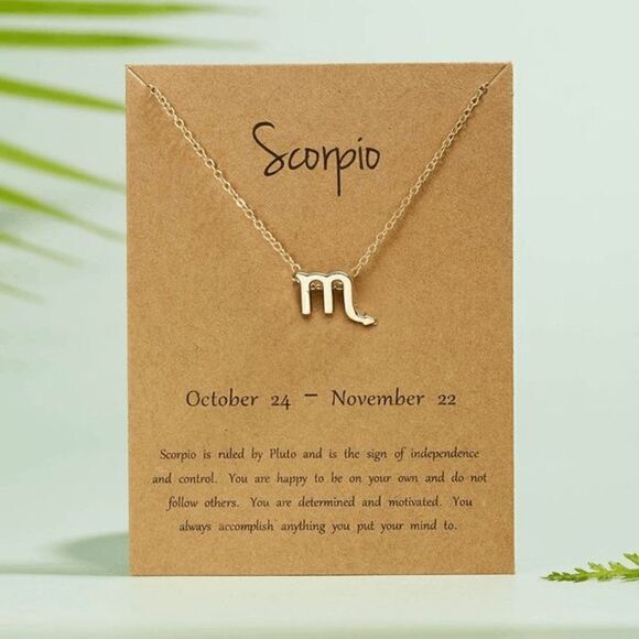 2/$21 Ladies Golden Stylish Constellation Symbol Necklace - Scorpio - Picture 1 of 3